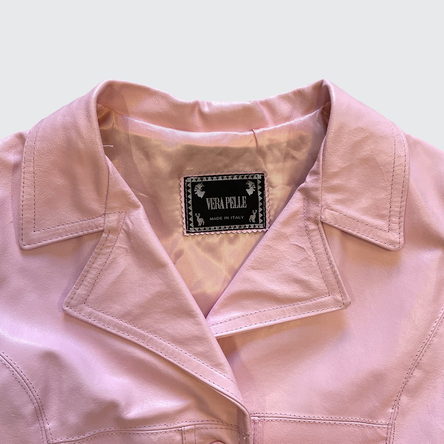 Vintage Pink Genuine Leather Jacket 1990s